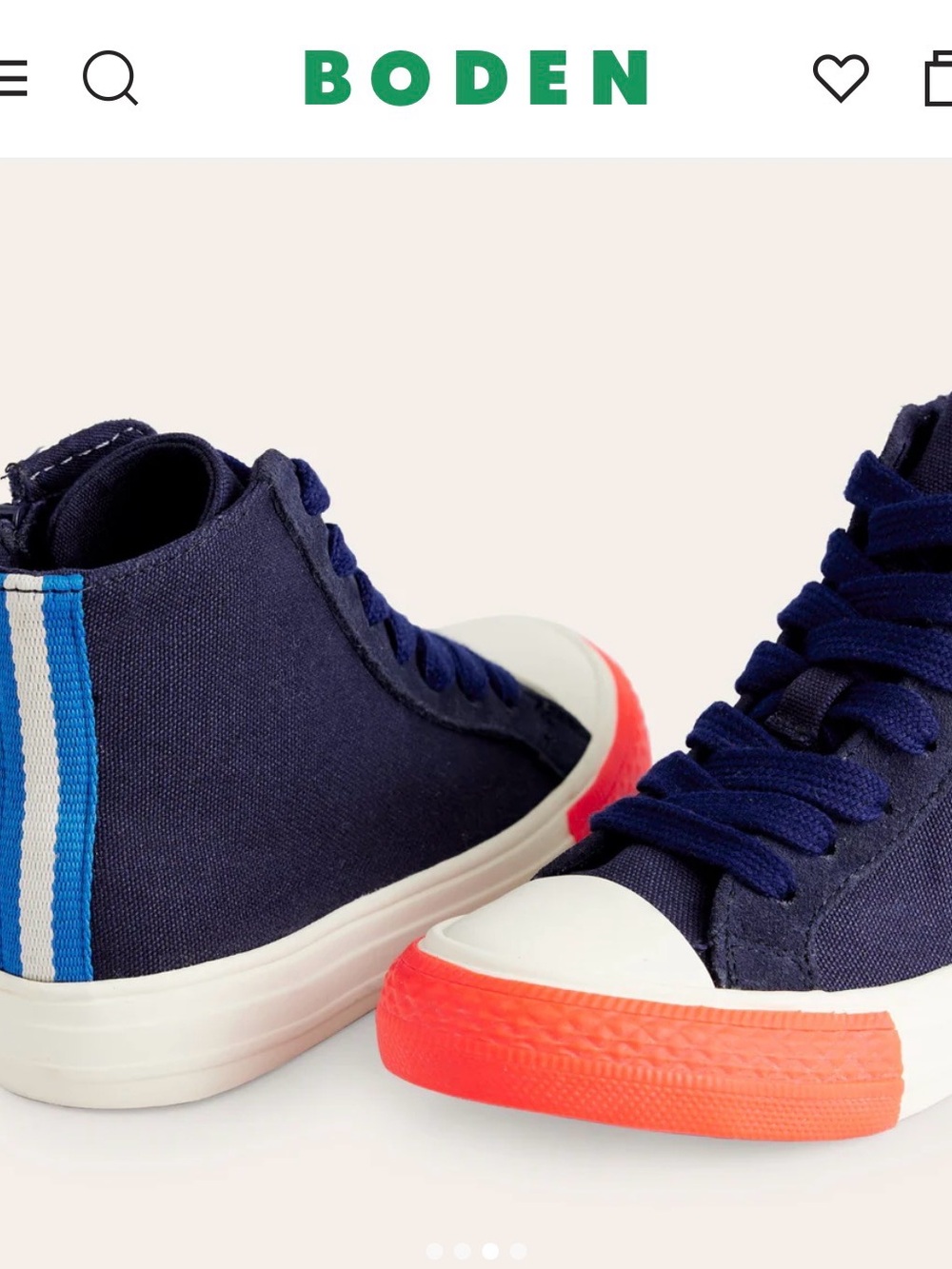 Boden Navy High-Top Sneakers with Bright Orange Toe Sz 10.5/11 (28)